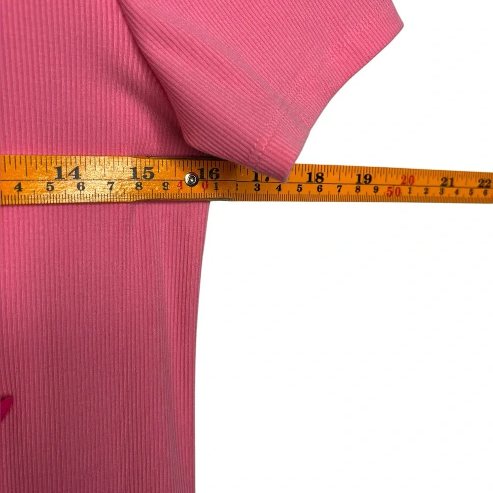 Athleta Signature Rib Tee Dress Bubblegum Raphanus Pink Barbie Size Small - Picture 11 of 13